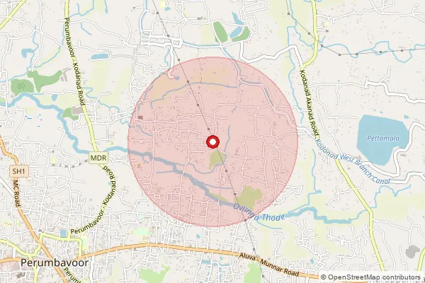 Map showing approximate area covered by Pincode 683544 — Aimurikara Bo, Ernakulam