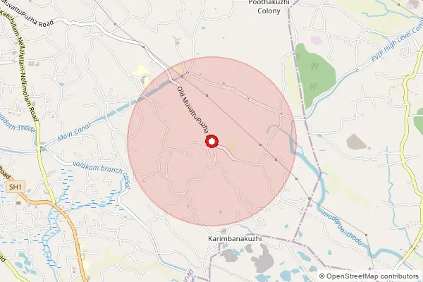 Map showing approximate area covered by Pincode 683545 — Methala Bo, Ernakulam