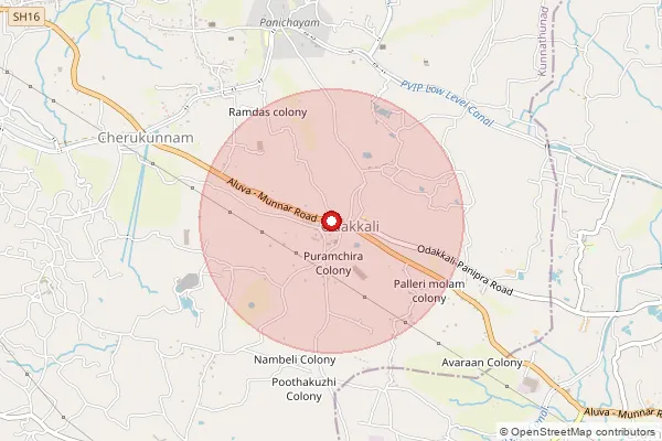 Map showing approximate area covered by Pincode 683549 — Asamannoor So, Ernakulam