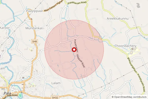 Map showing approximate area covered by Pincode 683572 — Kidangoor Bo, Ernakulam