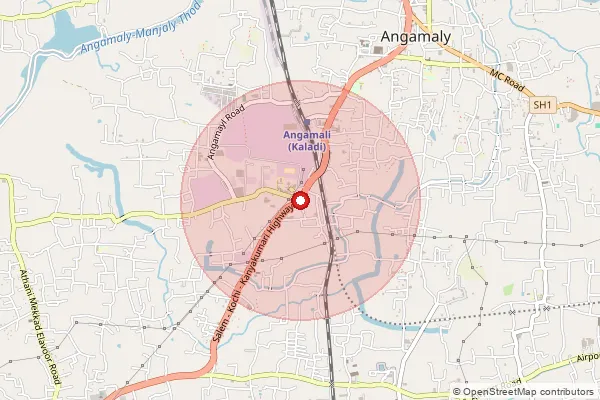 Map showing approximate area covered by Pincode 683573 — Angamally South So, Ernakulam