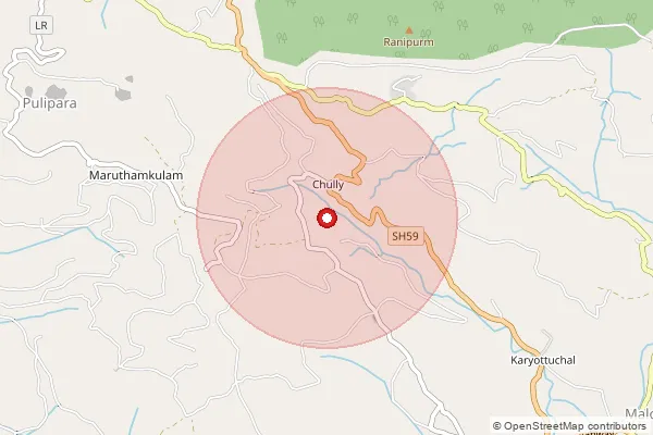 Map showing approximate area covered by Pincode 683581 — Kalady Plantation Bo, Ernakulam
