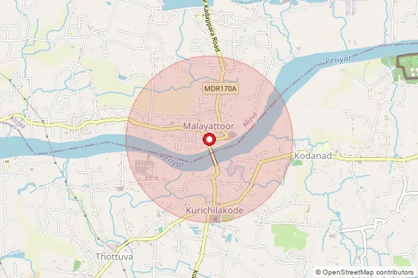 Map showing approximate area covered by Pincode 683587 — Malayattoor So, Ernakulam