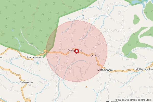 Map showing approximate area covered by Pincode 685505 — Karimkulam Chappath Bo, Idukki