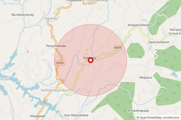 Map showing approximate area covered by Pincode 685507 — Ayyappancoil So, Idukki
