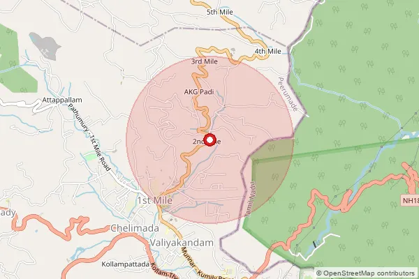 Map showing approximate area covered by Pincode 685509 — Kumily So, Idukki