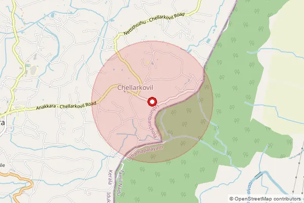 Map showing approximate area covered by Pincode 685512 — Anakkara So Idukki, Idukki