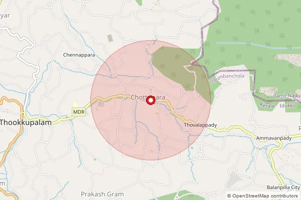 Map showing approximate area covered by Pincode 685552 — Karunapuram Bo, Idukki