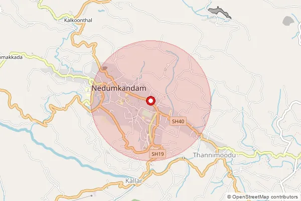 Map showing approximate area covered by Pincode 685553 — Kailasanadu Bo, Idukki