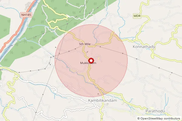 Map showing approximate area covered by Pincode 685562 — South Kathipara Bo, Idukki