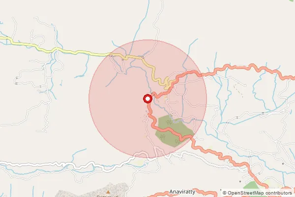 Map showing approximate area covered by Pincode 685565 — Pallivasal Bo, Idukki