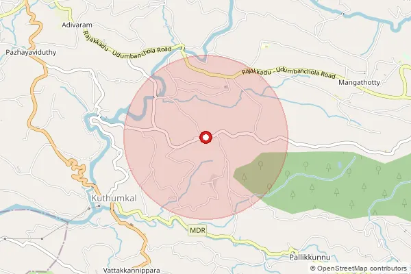 Map showing approximate area covered by Pincode 685566 — C Kuthumkal Bo, Idukki
