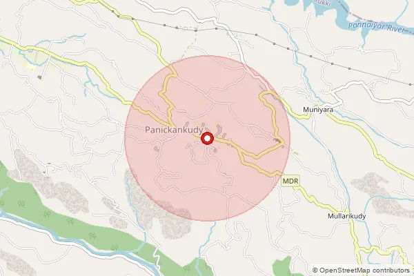 Map showing approximate area covered by Pincode 685571 — Parathode So Idukki, Idukki
