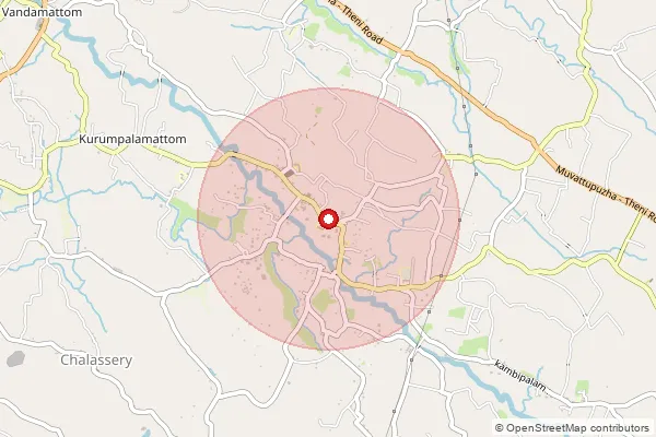 Map showing approximate area covered by Pincode 685581 — Mulappuram Bo, Idukki