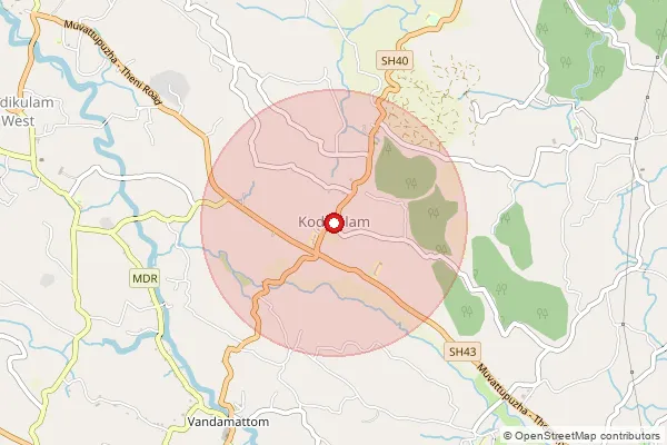 Map showing approximate area covered by Pincode 685582 — Parapuzha Bo, Idukki