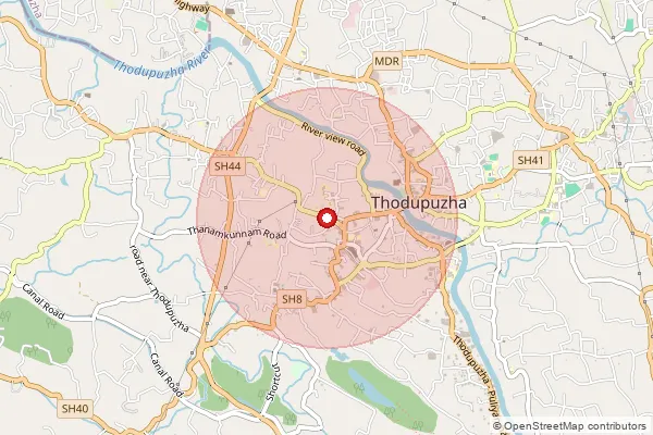 Map showing approximate area covered by Pincode 685584 — Thodupuzha Ho, Idukki