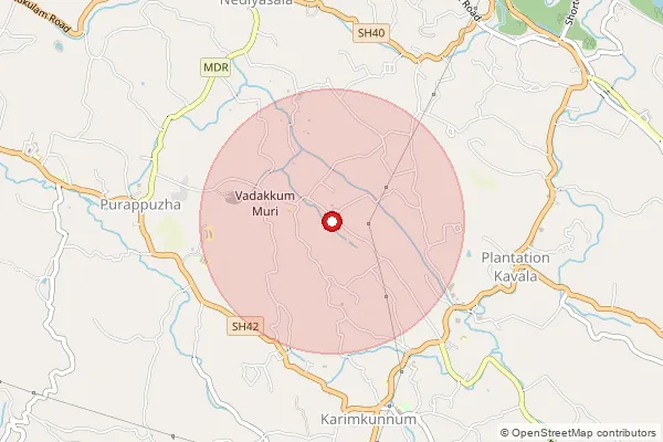 Map showing approximate area covered by Pincode 685586 — Vadakkummury Bo, Idukki