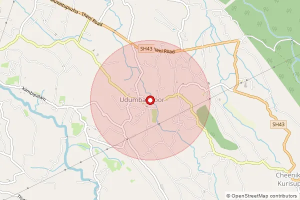 Map showing approximate area covered by Pincode 685595 — Malayinchi Bo, Idukki