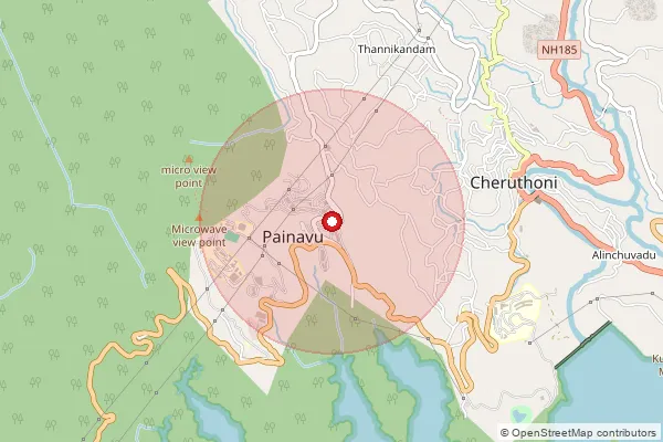 Map showing approximate area covered by Pincode 685603 — Idukki Painavu So, Idukki