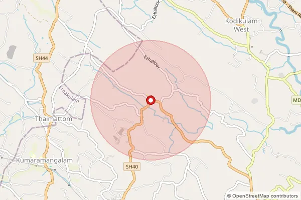 Map showing approximate area covered by Pincode 685605 — Ezhumuttom Bo, Idukki