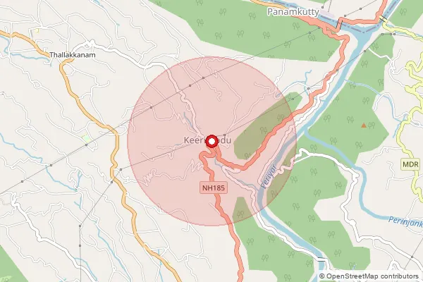 Map showing approximate area covered by Pincode 685606 — Keerithode Bo, Idukki