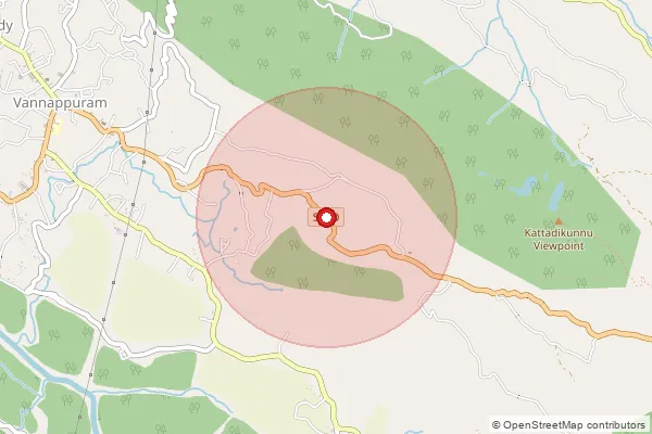 Map showing approximate area covered by Pincode 685607 — Mullaringadu Bo, Idukki