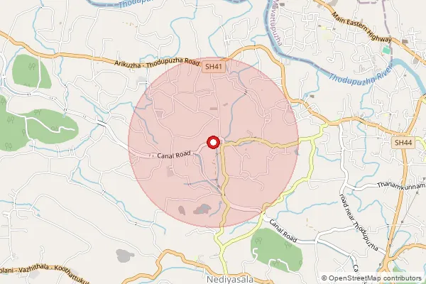 Map showing approximate area covered by Pincode 685608 — Manakkad Bo, Idukki