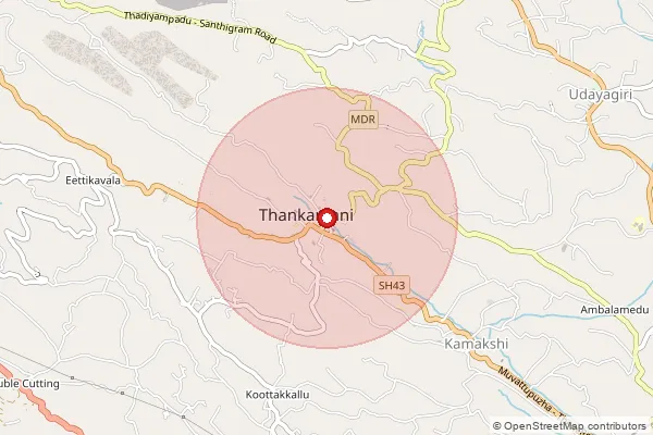 Map showing approximate area covered by Pincode 685609 — Perumthotty Bo, Idukki