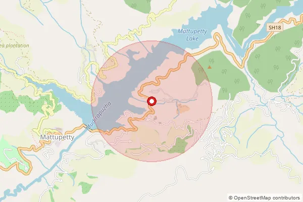 Map showing approximate area covered by Pincode 685616 — Mattupatty Isp Bo, Idukki