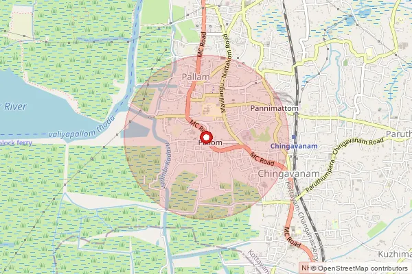 Map showing approximate area covered by Pincode 686007 — Pallom So, Kottayam