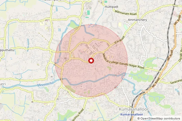 Map showing approximate area covered by Pincode 686008 — Arpookara Bo, Kottayam