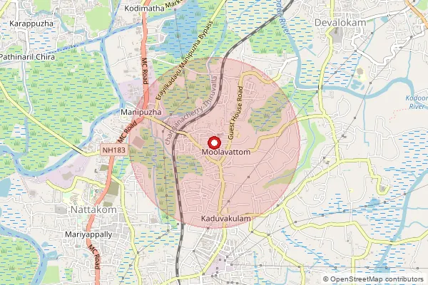 Map showing approximate area covered by Pincode 686013 — Kottayam South Bo, Kottayam