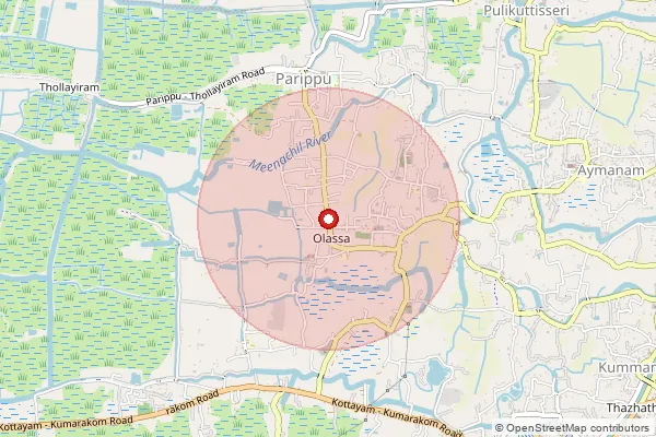 Map showing approximate area covered by Pincode 686014 — Olessa So, Kottayam