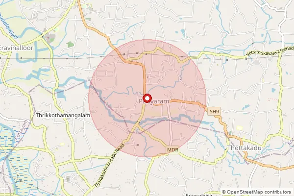 Map showing approximate area covered by Pincode 686021 — Pariyaram So Kottayam, Kottayam