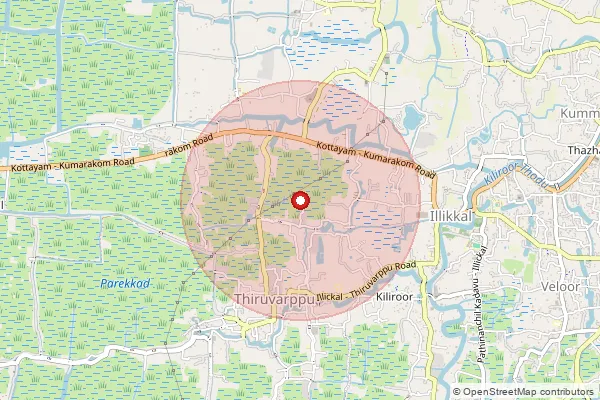 Map showing approximate area covered by Pincode 686022 — Chengalam South So, Kottayam
