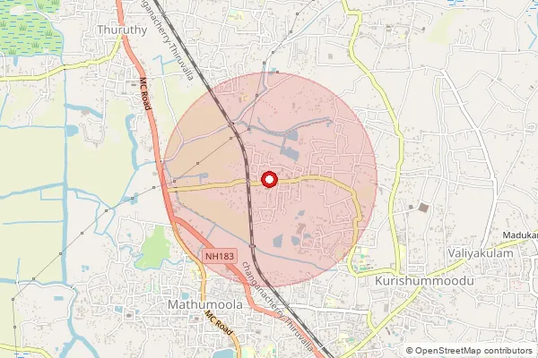 Map showing approximate area covered by Pincode 686104 — Kurisummoodu So, Kottayam