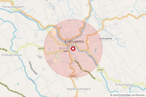 Map showing approximate area covered by Pincode 686122 — Aruvithura So, Kottayam