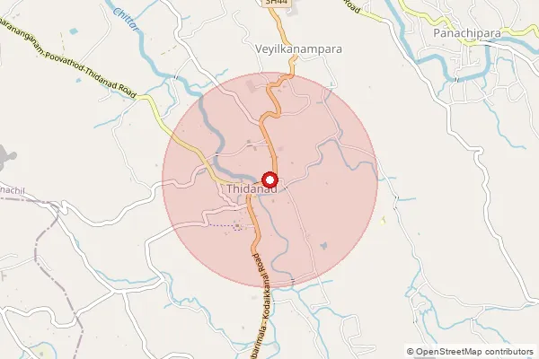 Map showing approximate area covered by Pincode 686123 — Thidanad So, Kottayam