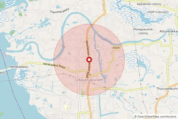 Map showing approximate area covered by Pincode 686143 — Akkarapadom Bo, Kottayam