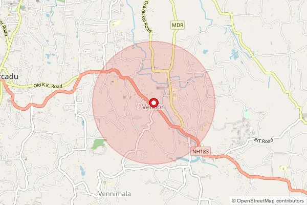 Map showing approximate area covered by Pincode 686501 — Areeparampu Bo, Kottayam