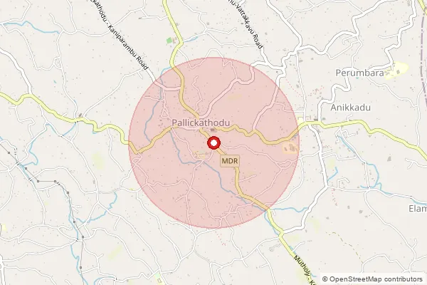 Map showing approximate area covered by Pincode 686503 — Anikad East Bo, Kottayam
