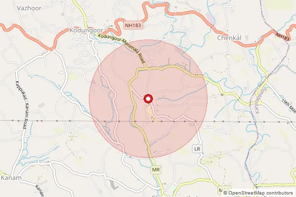 Map showing approximate area covered by Pincode 686505 — Theerthapadapuram So, Kottayam