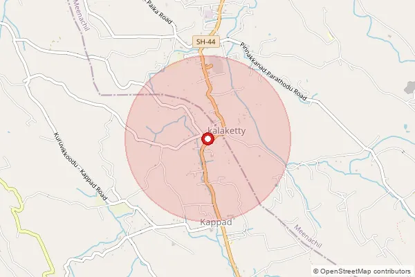 Map showing approximate area covered by Pincode 686508 — Kappadu Bo, Kottayam