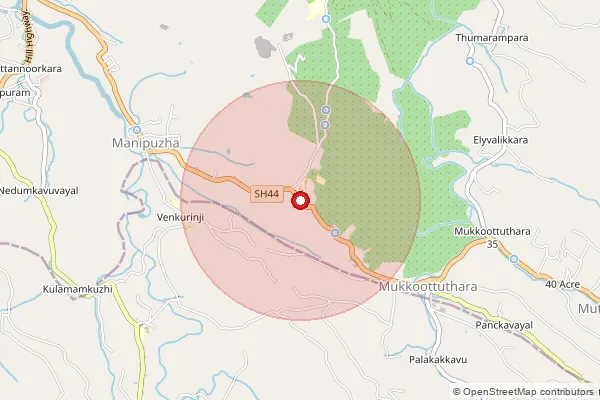 Map showing approximate area covered by Pincode 686509 — Kanakapalam Bo, Kottayam