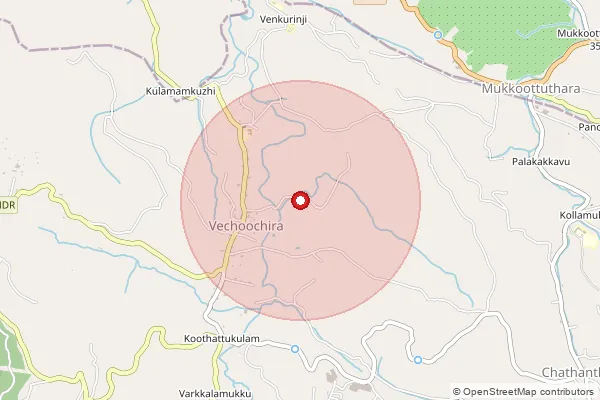 Map showing approximate area covered by Pincode 686511 — Mannadisala Bo, Pathanamthitta