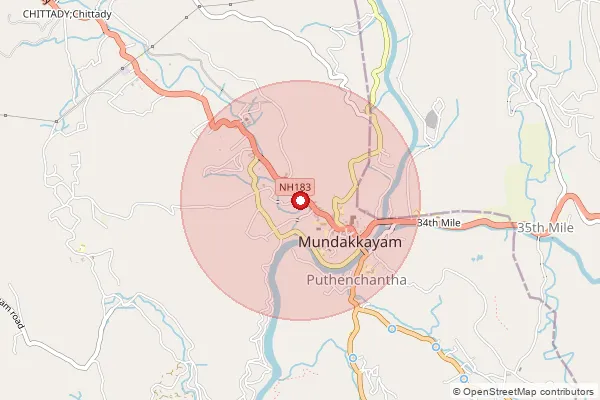 Map showing approximate area covered by Pincode 686513 — Karinilam Bo, Kottayam