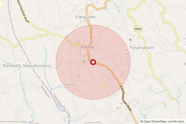 Map showing approximate area covered by Pincode 686522 — Koorali So, Kottayam