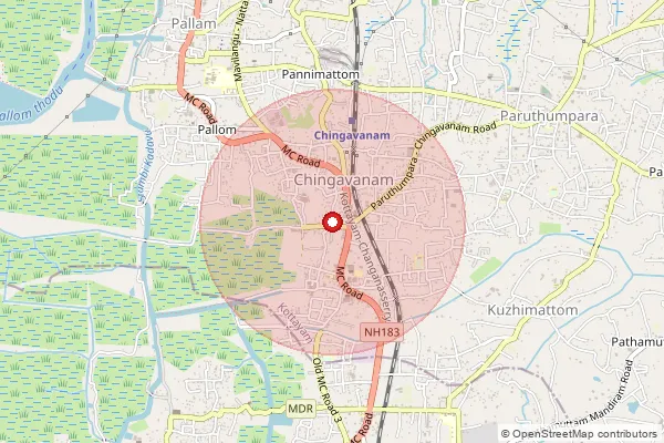 Map showing approximate area covered by Pincode 686531 — Chingavanam So, Kottayam