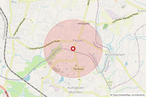 Map showing approximate area covered by Pincode 686537 — Pallickachirakavala So, Kottayam