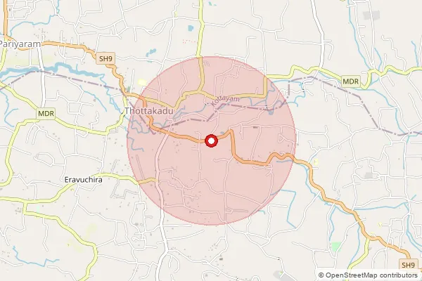 Map showing approximate area covered by Pincode 686539 — Thottakadu So, Kottayam